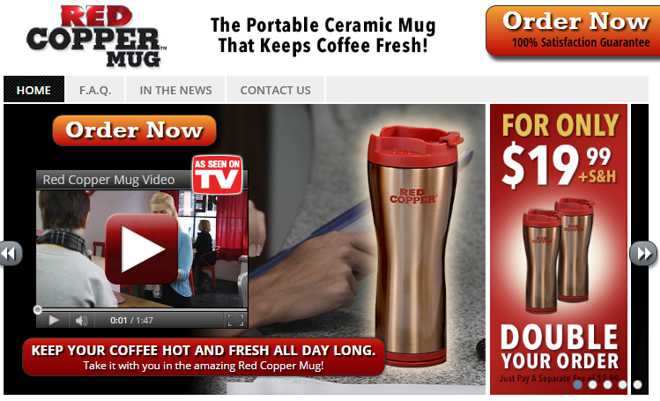 2 Pack As Seen on TV - Red Copper Mug with Ceramic Lining Mail Order Box