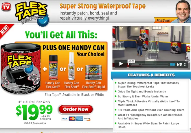 Flex Tape Strong Rubberized Waterproof Tape, 4 inches x 5 feet, White 