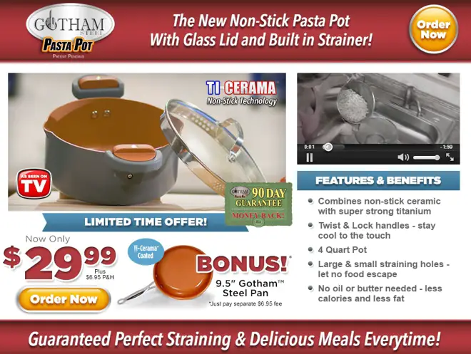 Gotham Steel Pasta Pot, TV Ad/Commercial