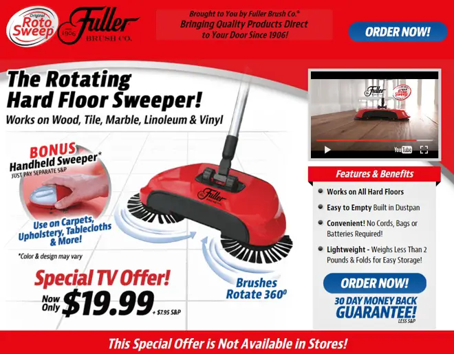 Fuller Brush Co. Rotating Hard Floor Sweeper 