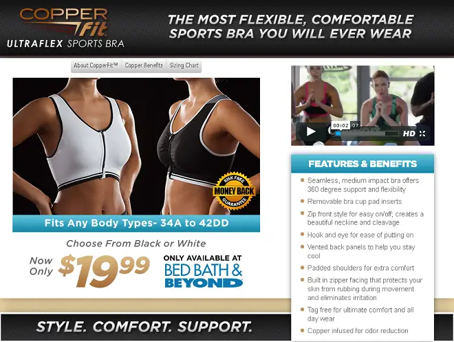 copper fit sports bra