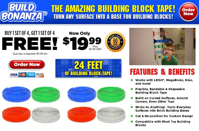 Build Bonanza Adhesive Bendable Work Building BLOCK Compatible Peel & Stick  Tape