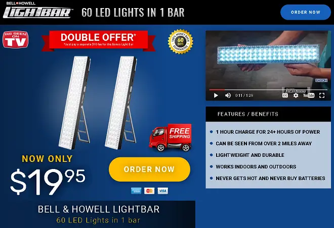 Bell & Howell Bell+Howell Light Bar, 720-Lumens Rechargeable Portable Lamp  with Folding Stand and Hanger & Reviews