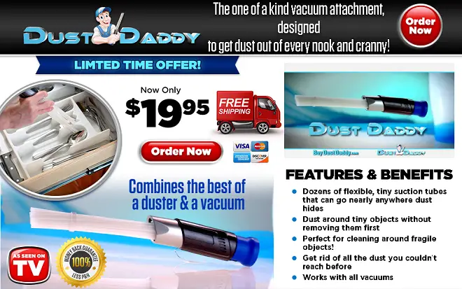 Dust Daddy Universal Vacuum Cleaner Attachment - As Seen On TV Tech