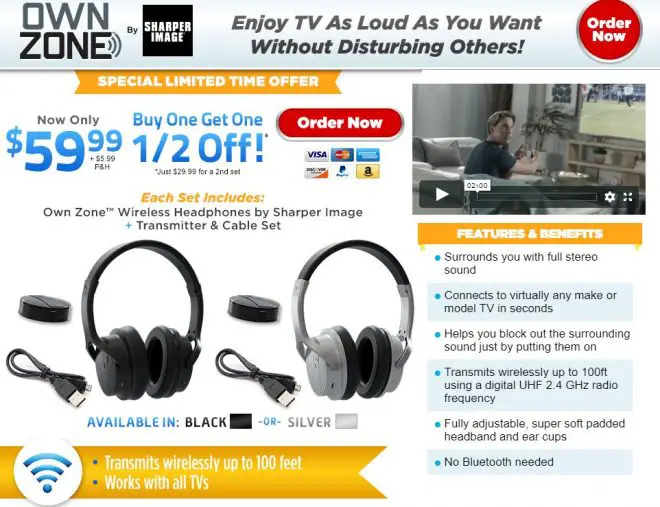 Sharper image own zone wireless tv headphones manual hot sale