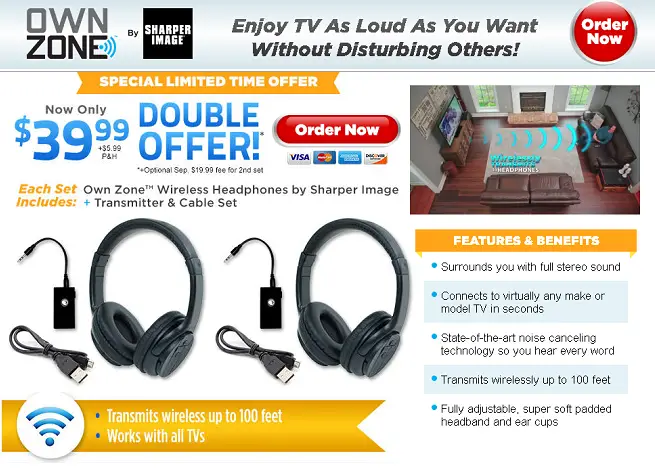 Own zone wireless tv headphones hot sale